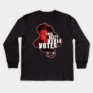 This Nasty Woman Votes Vintage Retro Red Kids Long Sleeve T-Shirt